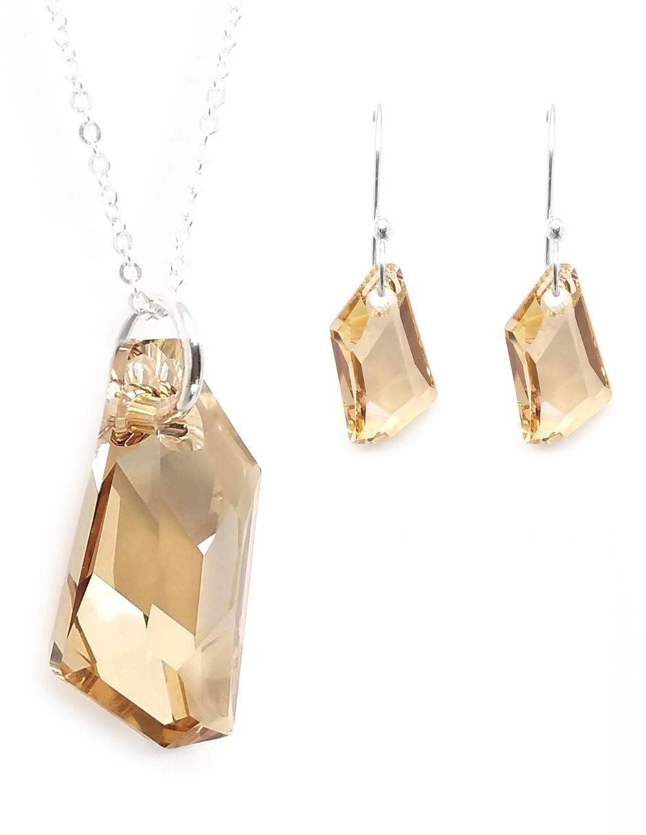 Set aretes y collar de plata P 925 cristal