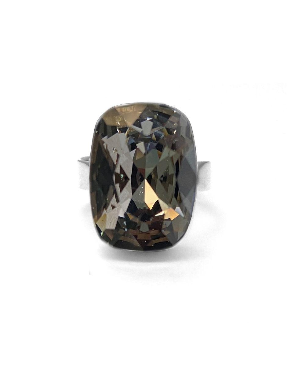 Anillo con gema rectangular Baguette P 925 de plata cristal brillante 4