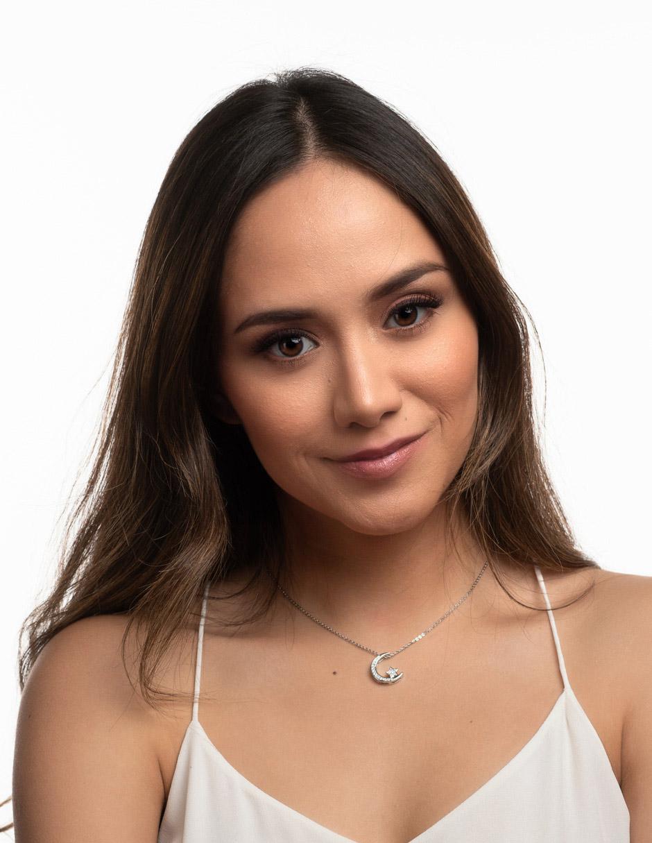 Collar para mujer LuckyLy Luna y Estrella Brillante oro 14k, o plata y zirconia cúbica cadena con dije