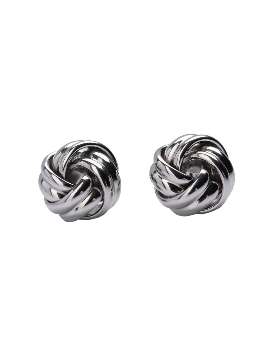 Aretes tipo broqueles para mujer LuckyLy Nudo Knot oro rosa 18k, oro 18k, color plata, base acero inoxidable