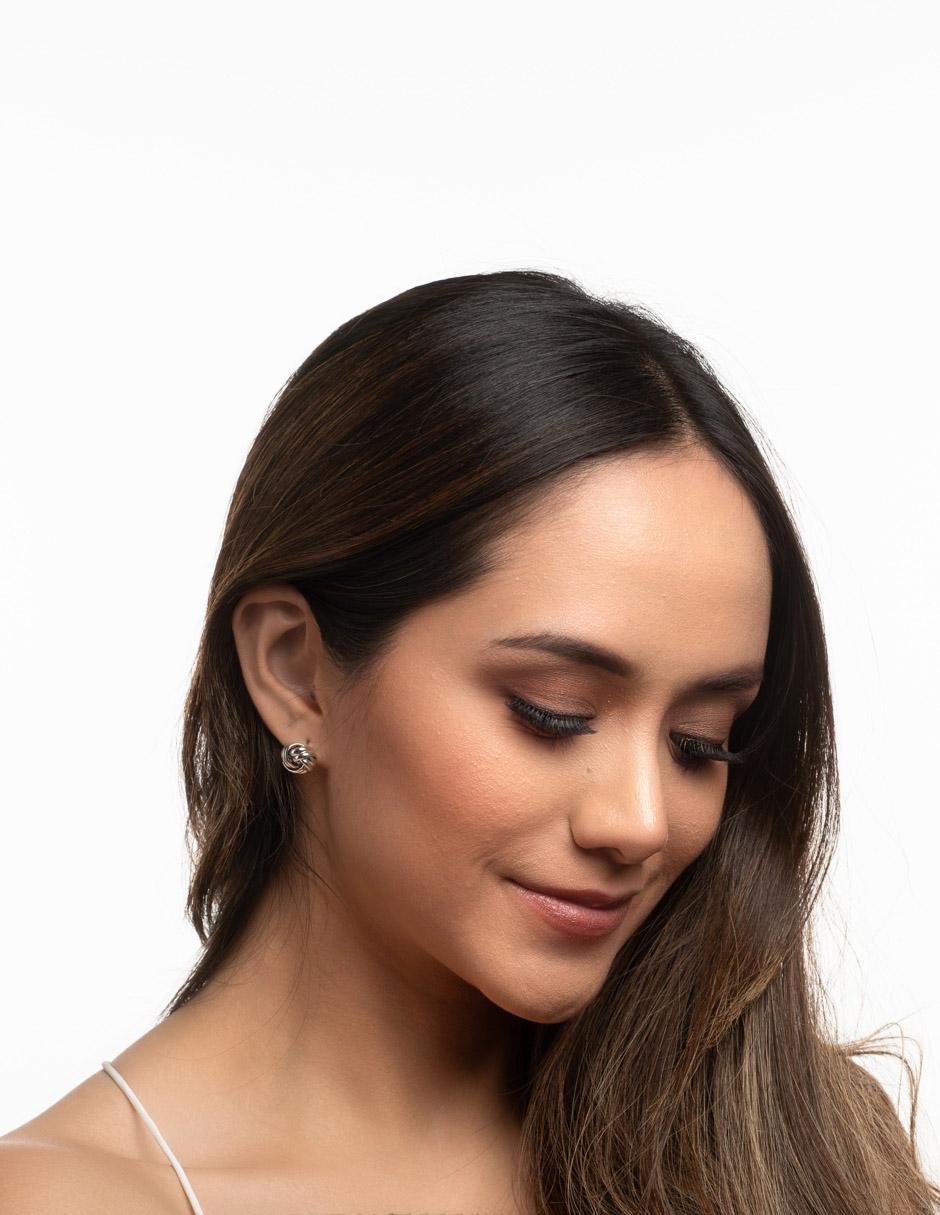 Aretes tipo broqueles para mujer LuckyLy Nudo Knot oro rosa 18k, oro 18k, color plata, base acero inoxidable