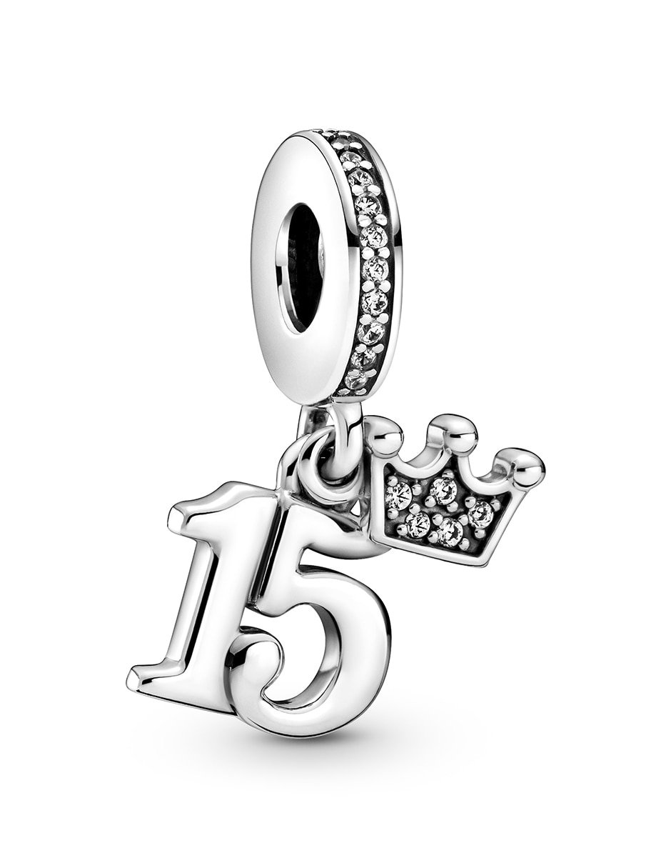 Charm de número moments de plata P 925 zirconia cúbica
