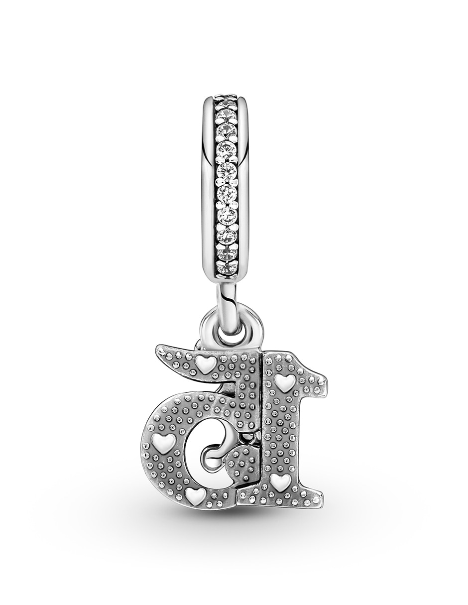 Charm de número moments de plata P 925 zirconia cúbica 2
