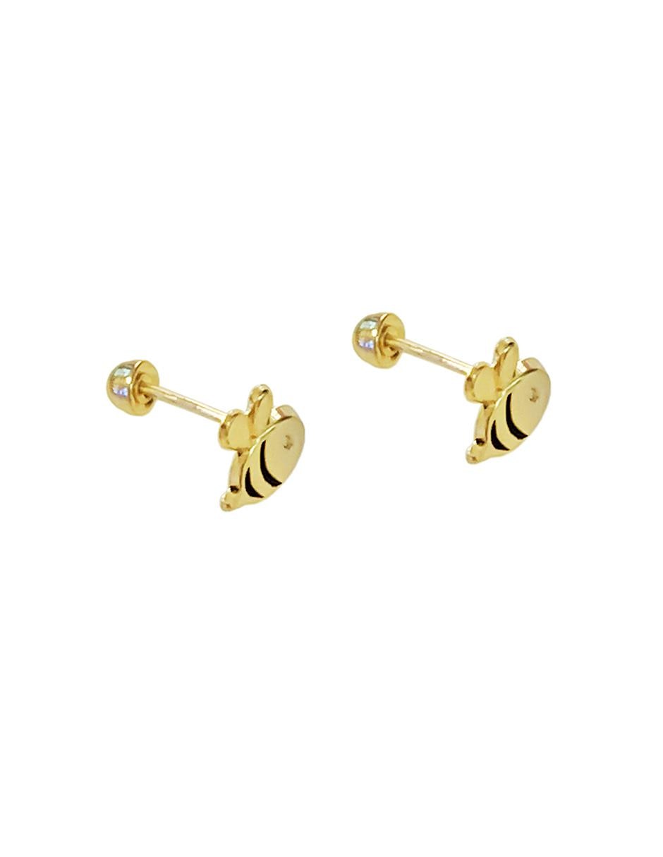Aretes de oro con acabado brillante