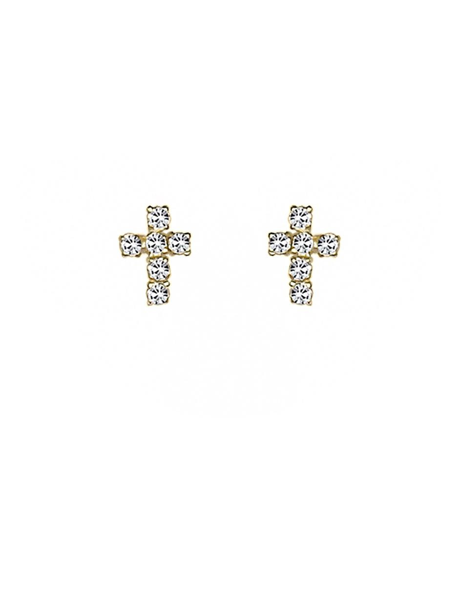 Aretes de oro con acabado brillante zirconia 1