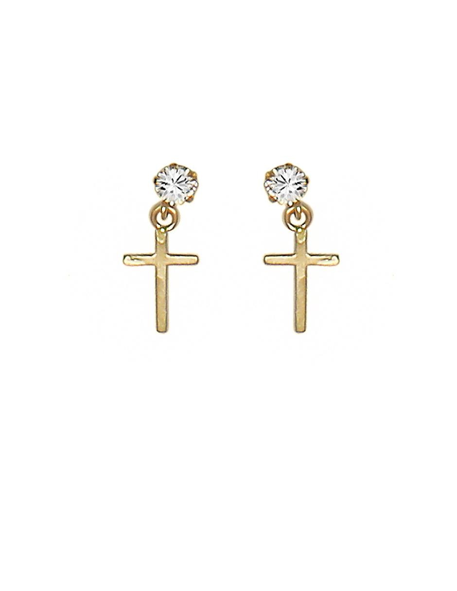 Aretes de oro con acabado brillante zirconia 1