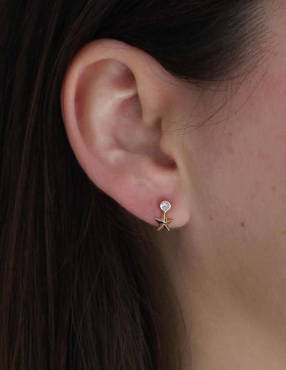 Broqueles de oro con acabado brillante zirconia 2