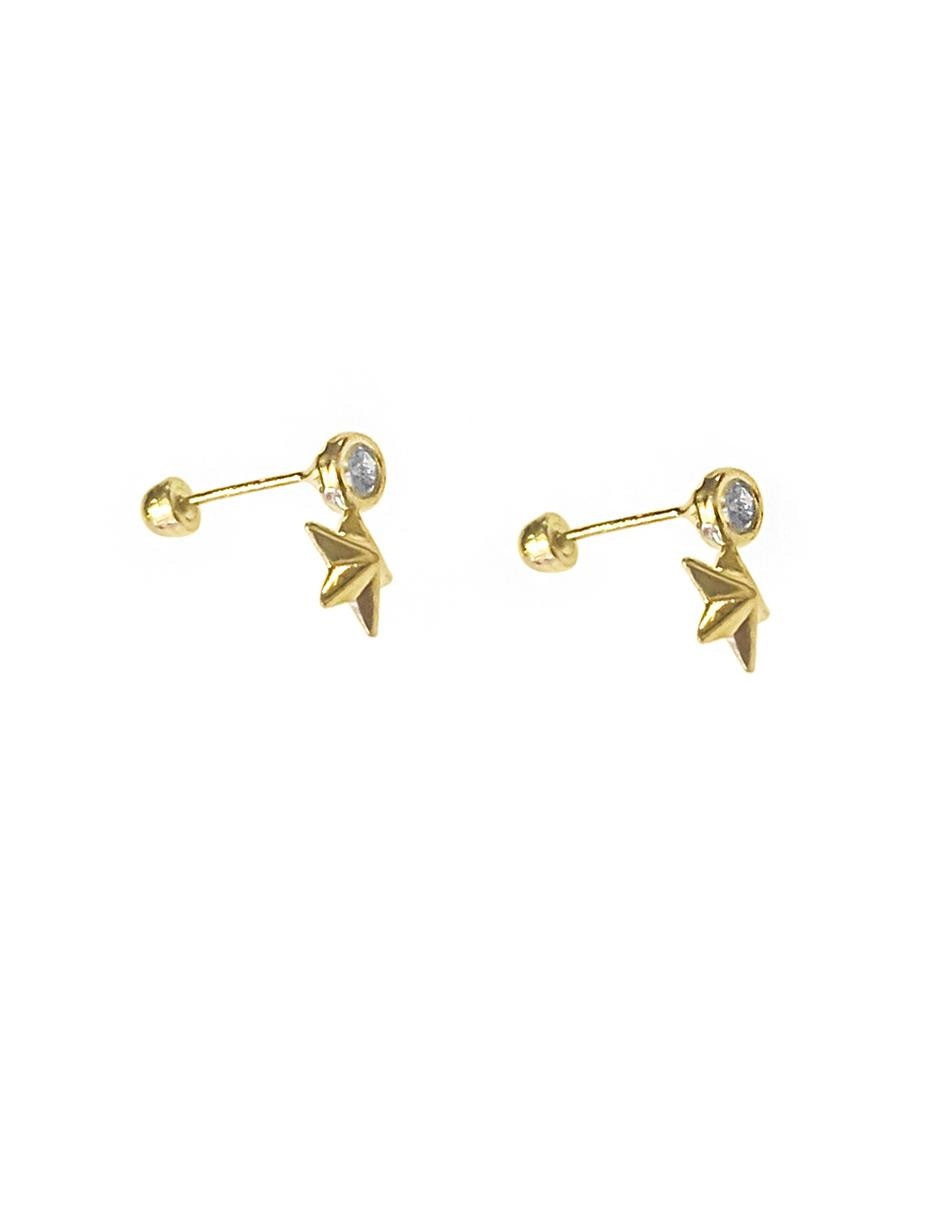 Broqueles de oro con acabado brillante zirconia 3