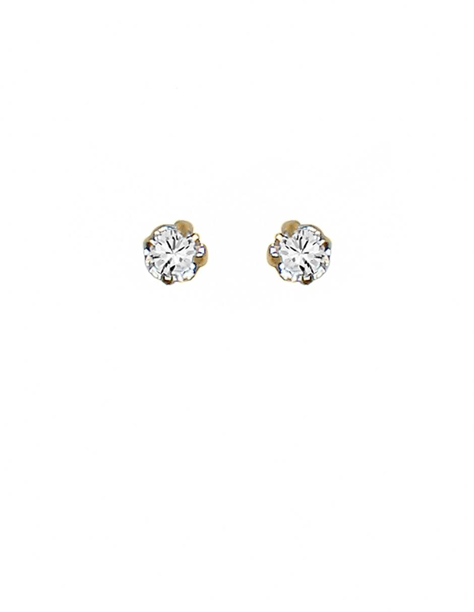 Aretes de oro 10 K con acabado brillante zirconia 1