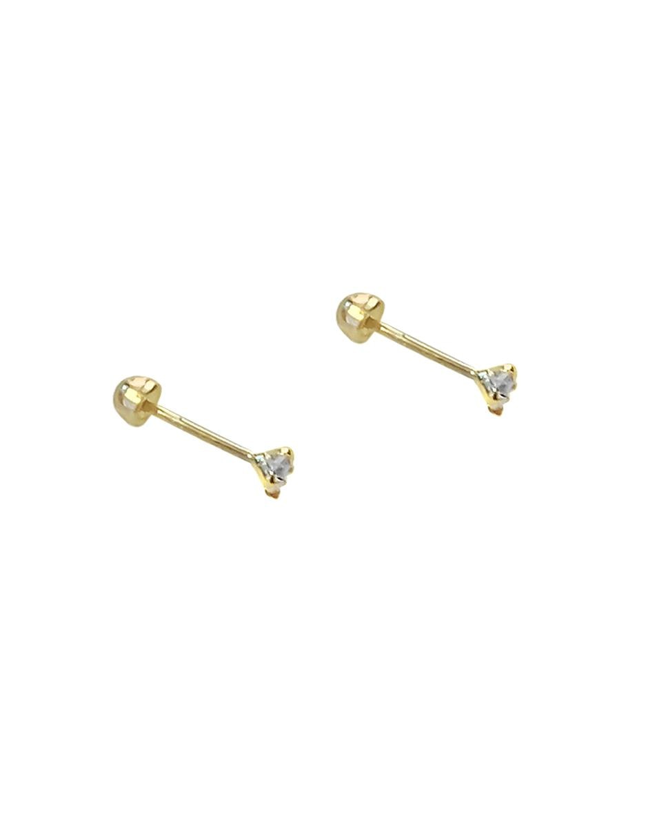 Aretes de oro 10 K con acabado brillante zirconia