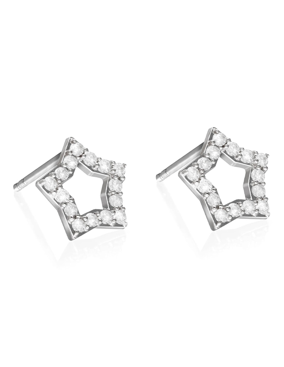 Broqueles de plata con acabado plateado circonita