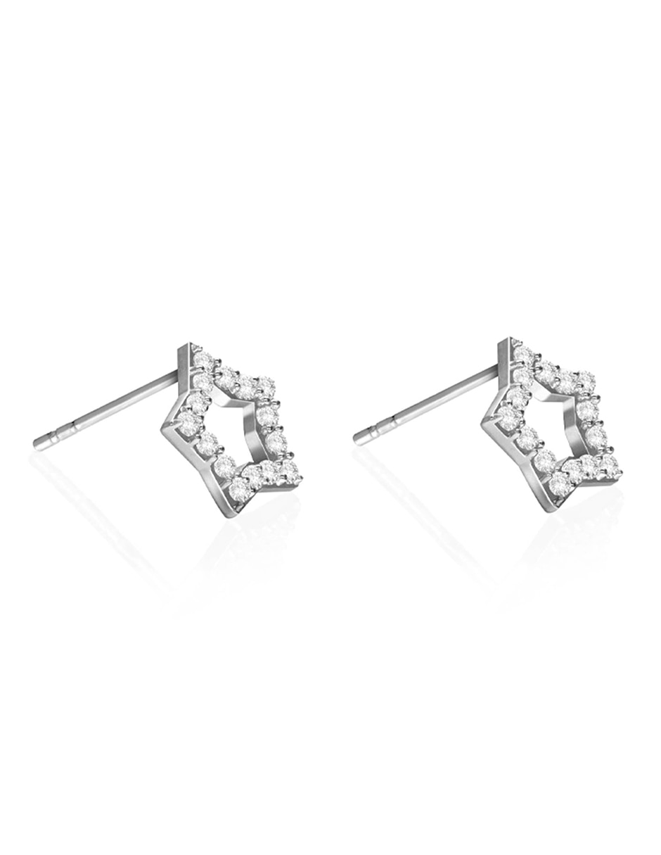 Broqueles de plata con acabado plateado circonita 2