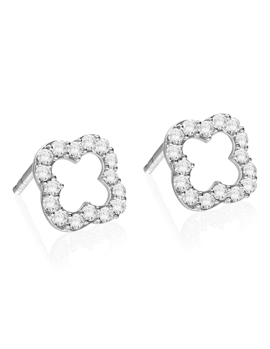 Broqueles de plata con acabado plateado circonita