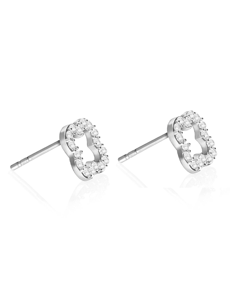 Broqueles de plata con acabado plateado circonita 2