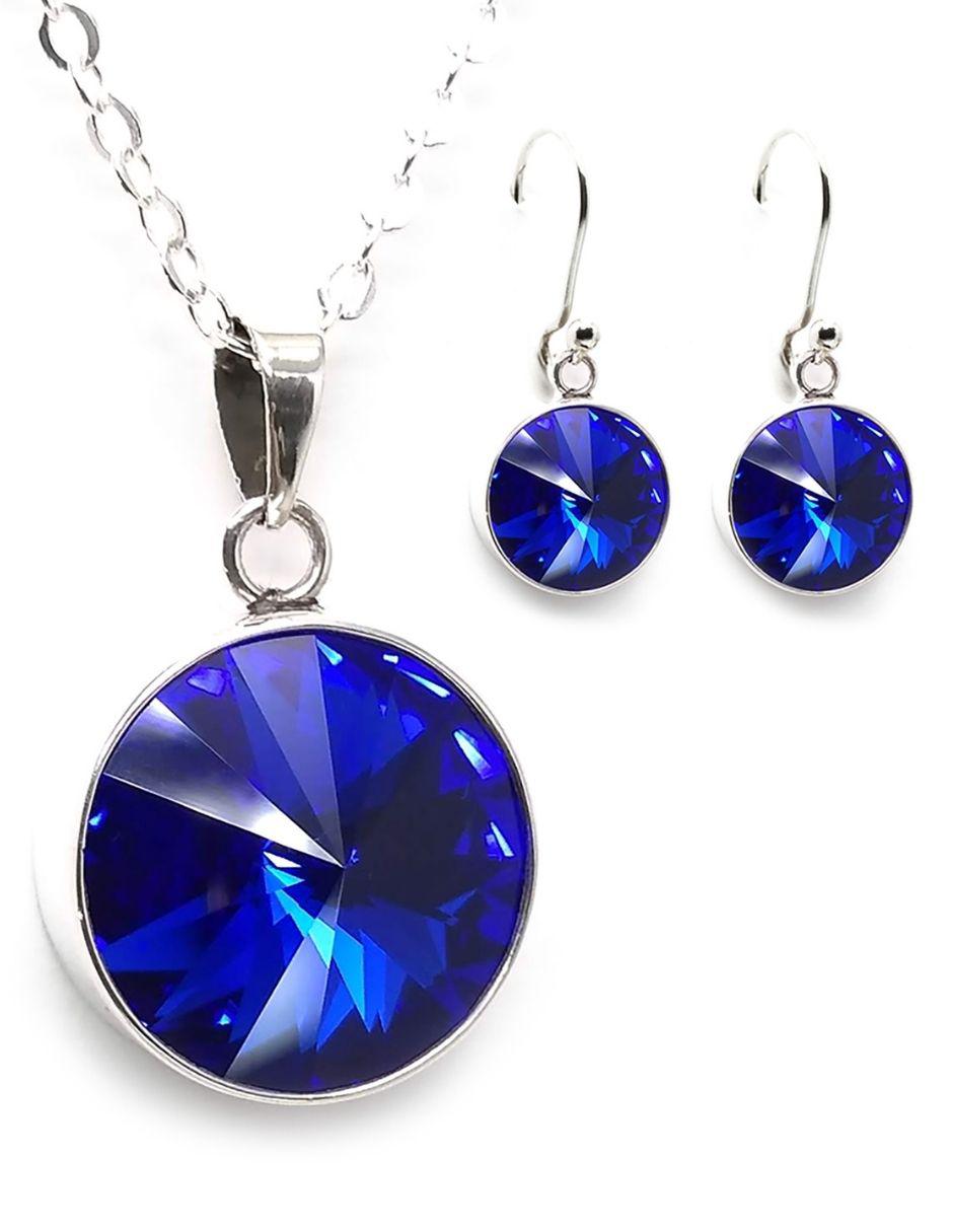 Set aretes y collar de plata P 925 cristal