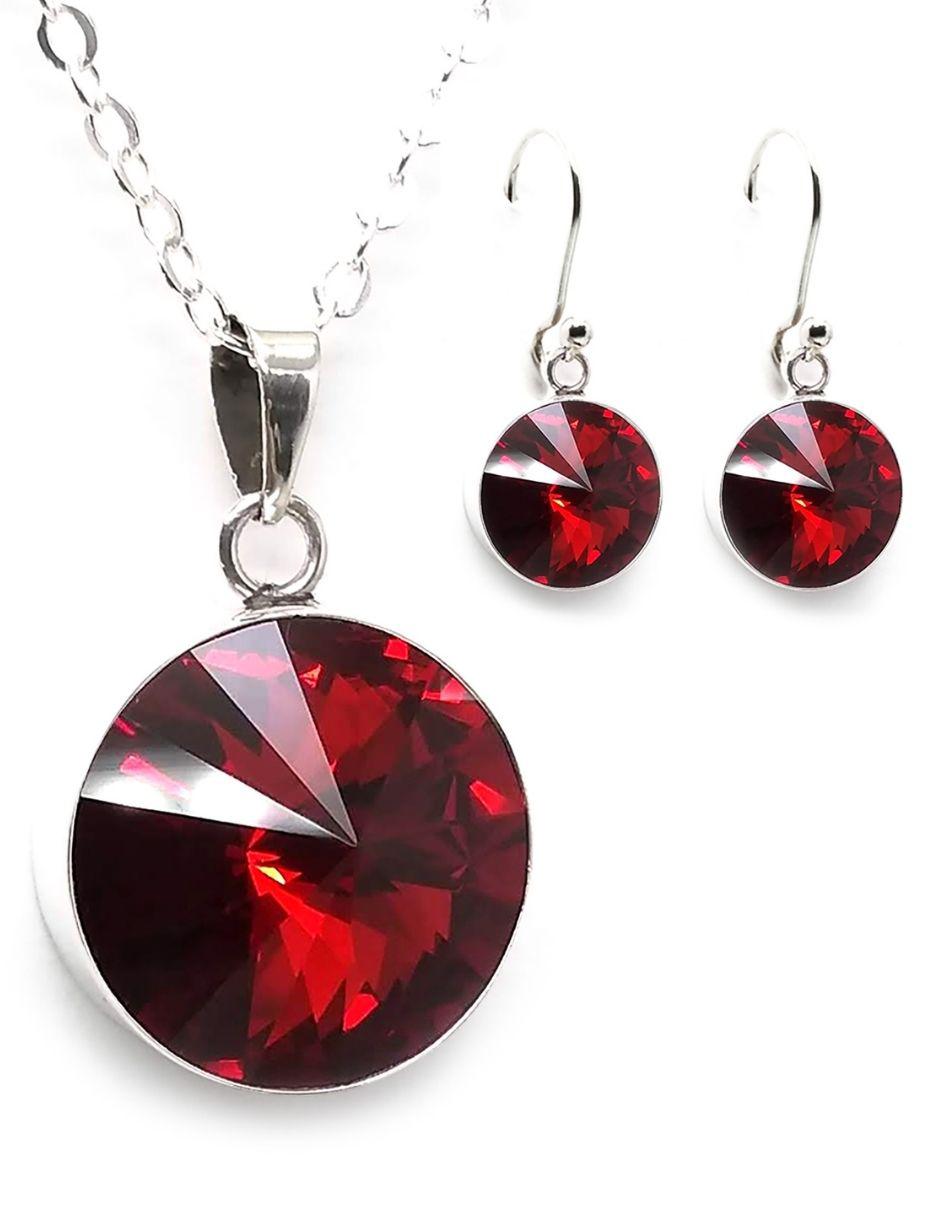 Set aretes y collar de plata P 925 cristal