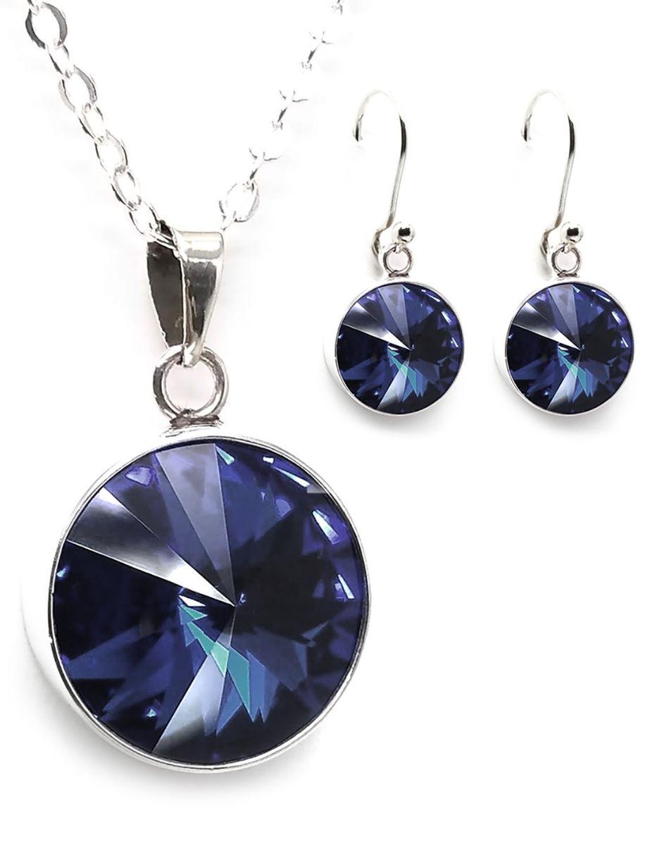 Set aretes y collar de plata P 925 cristal