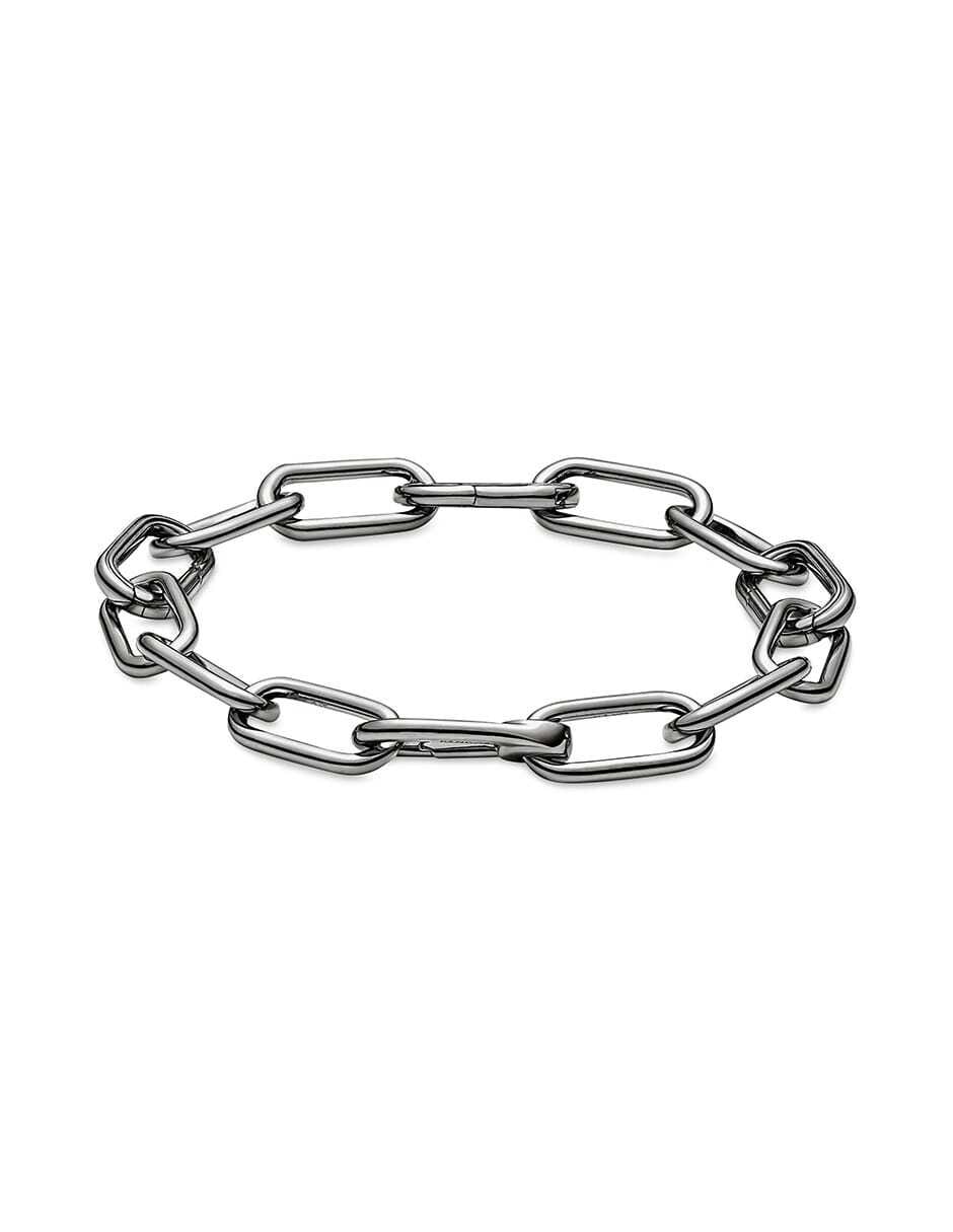 Brazalete de plata Me con acabado liso 3