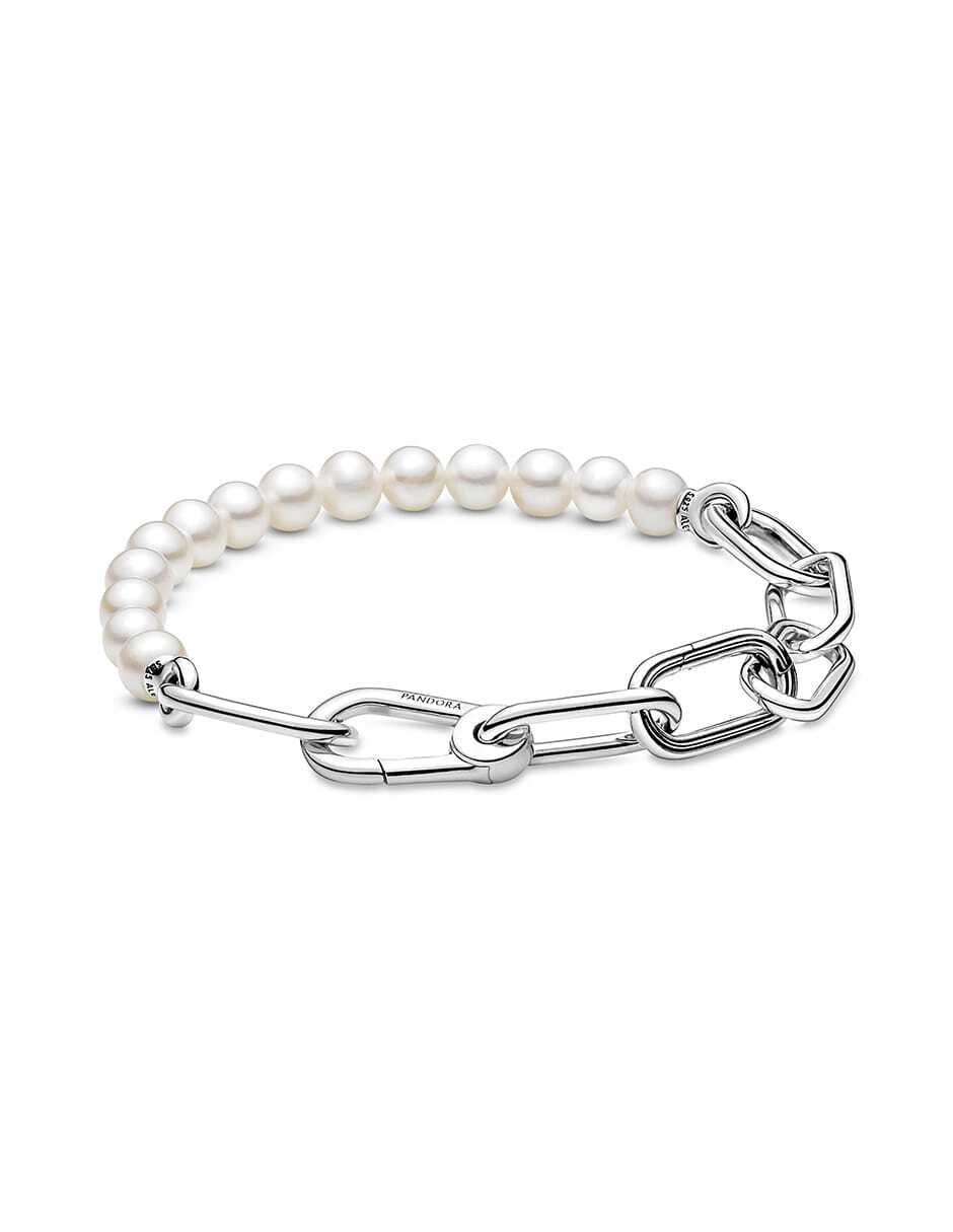 Brazalete de plata Me con acabado lustre 3