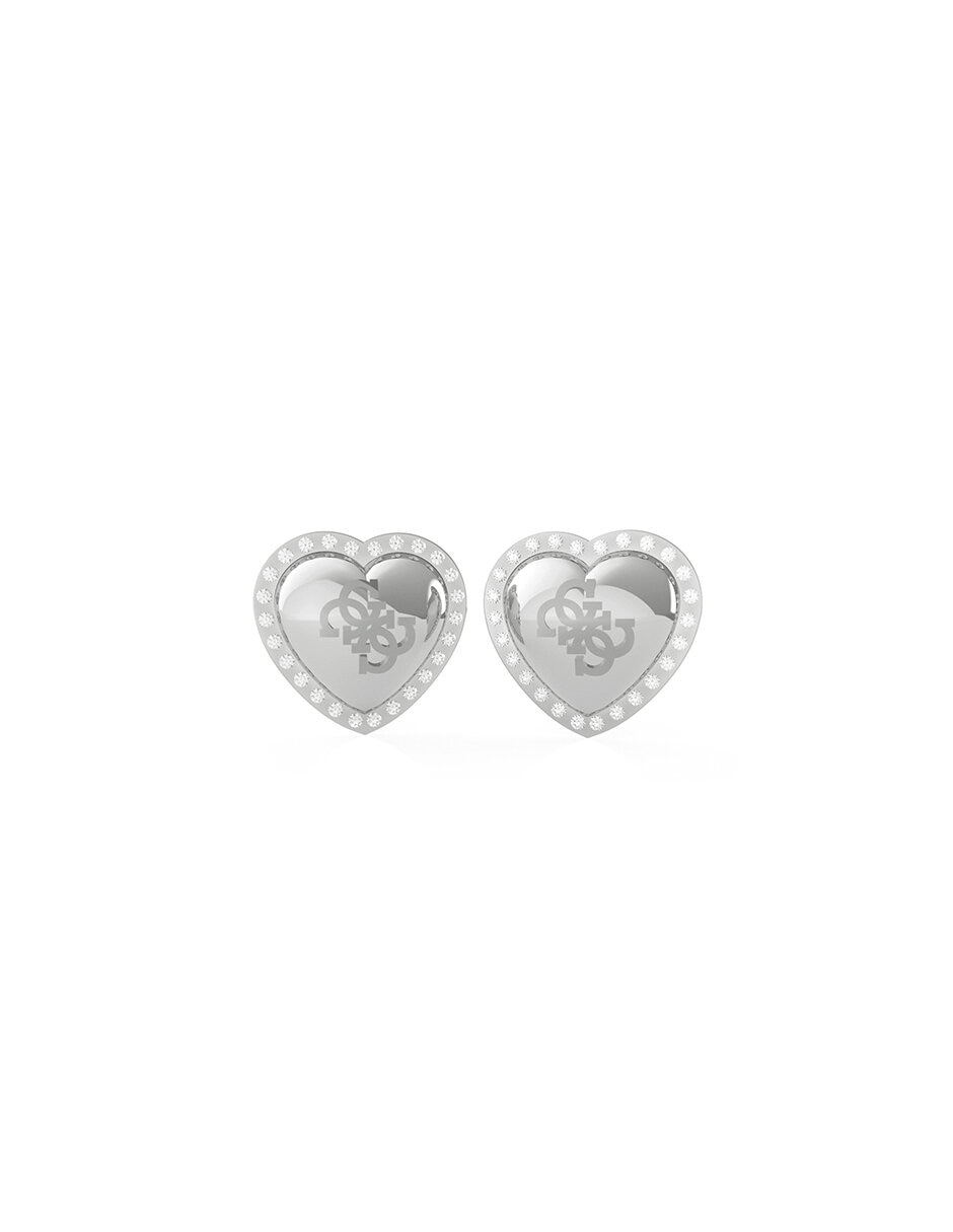 Aretes de corazón con acabado plateado 1
