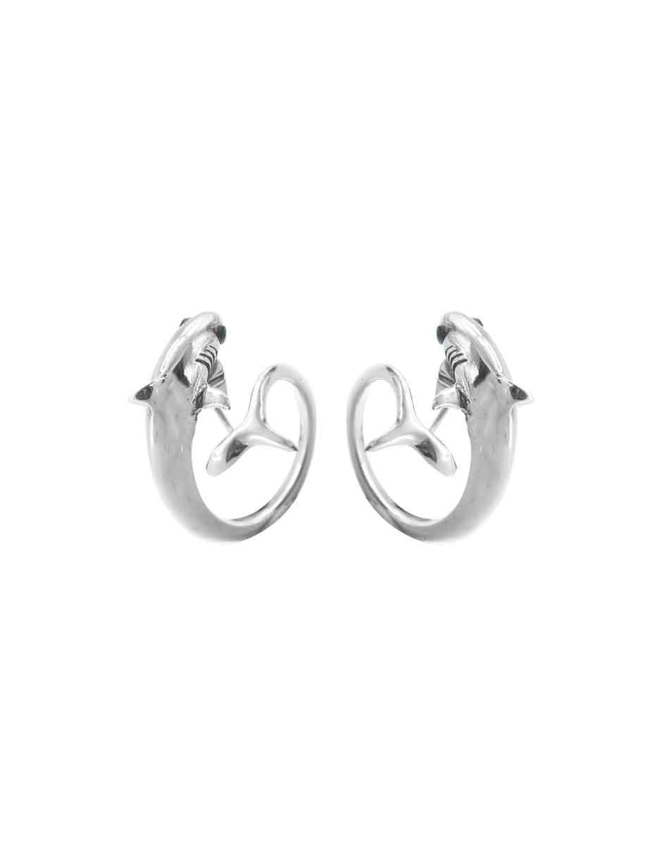 Broqueles de plata con acabado brillante zirconia