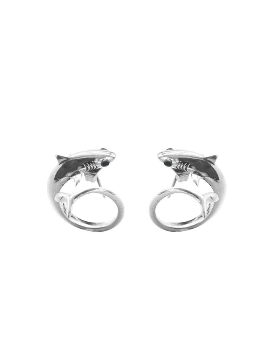 Broqueles de plata con acabado brillante zirconia