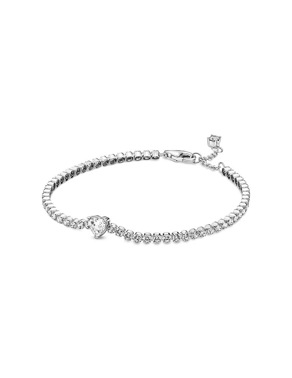 Brazalete de plata con acabado pavé