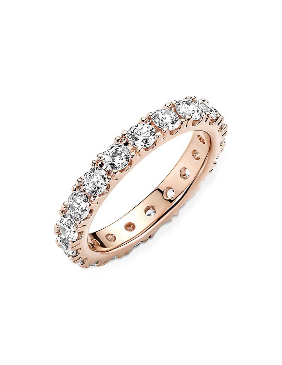 Anillo Timeless de plata P 925 zirconia cúbica con acabado baño de oro rosa 4
