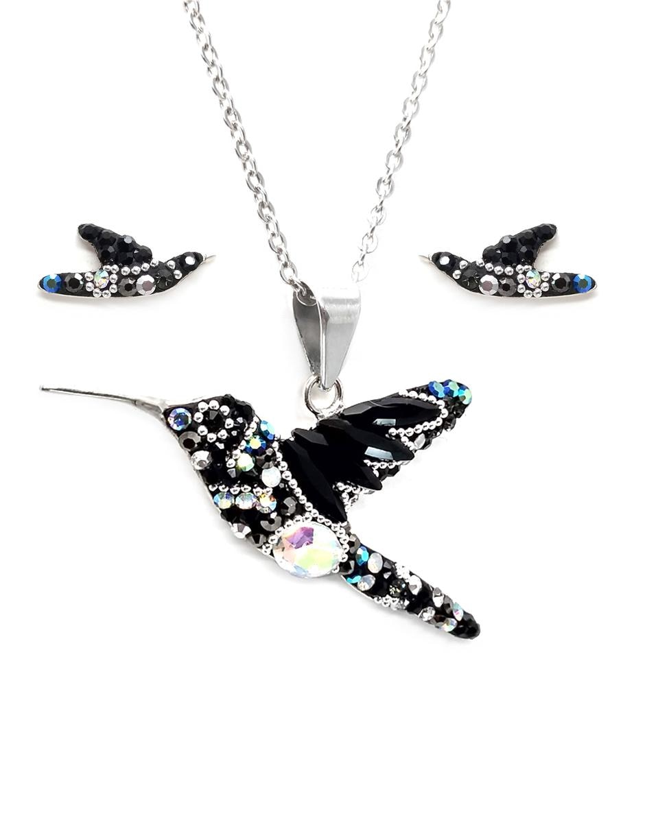 Set aretes y collar de plata P 925