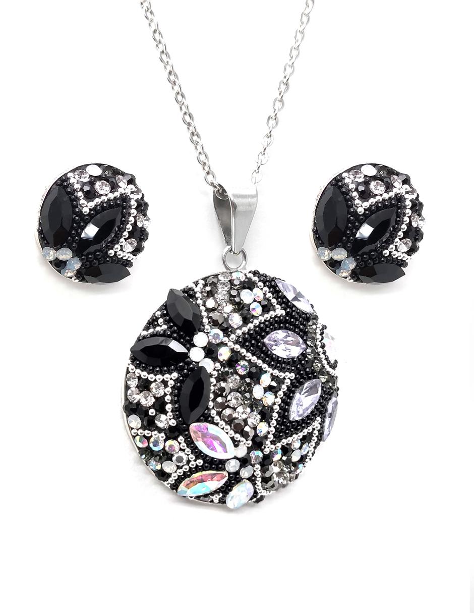 Set aretes y collar de plata P 925