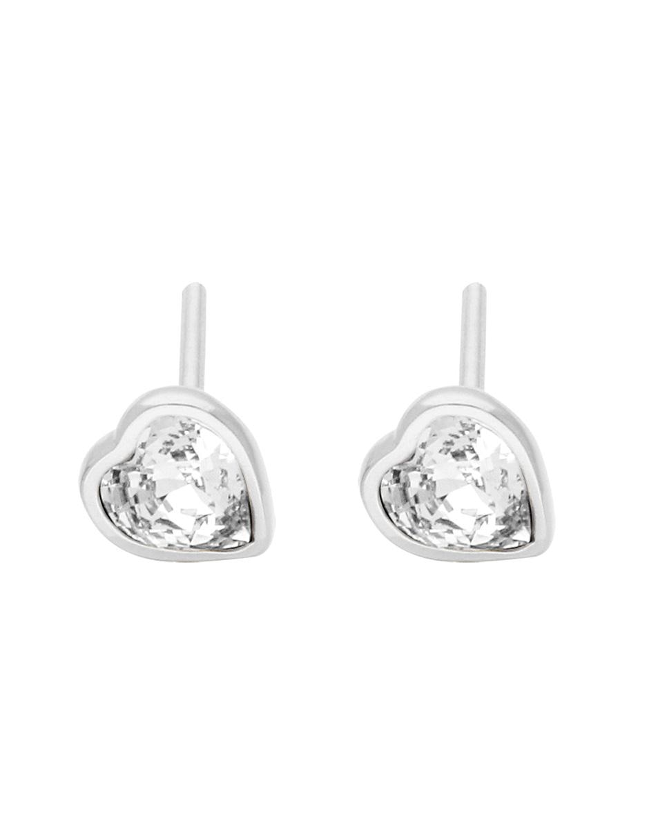 Broqueles de corazón con acabado brillante cristal