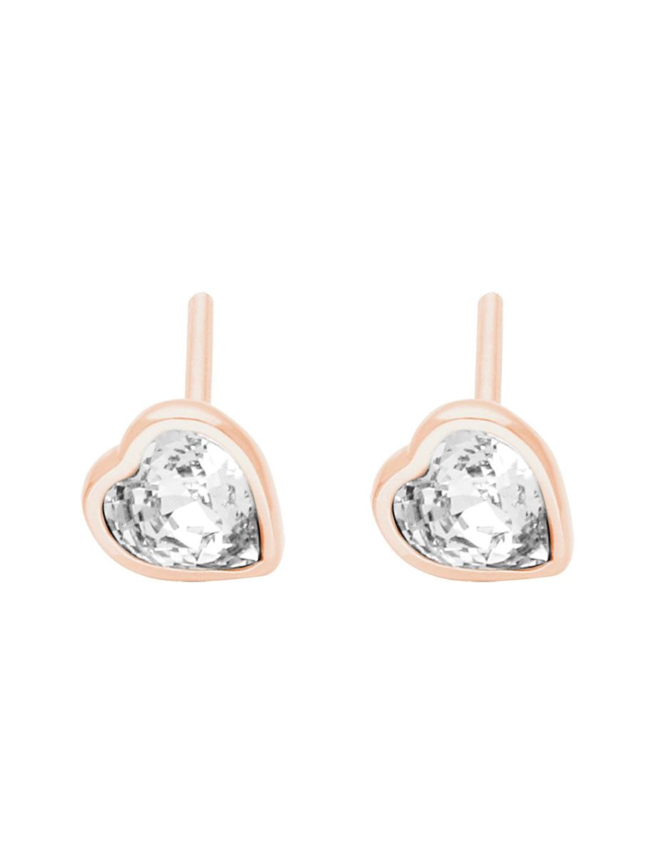 Broqueles de corazón con acabado brillante cristal