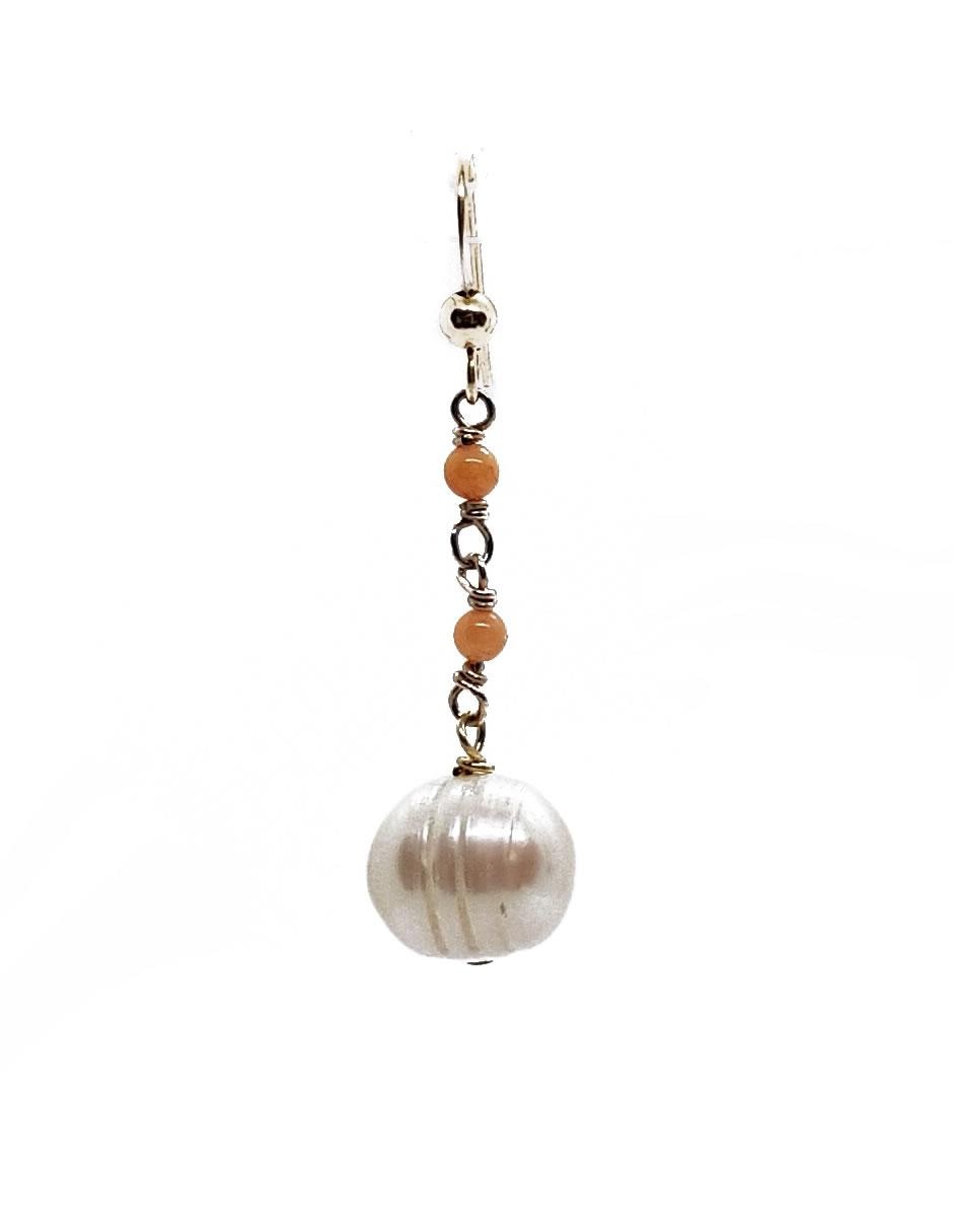 Aretes con acabado brillante perla 2