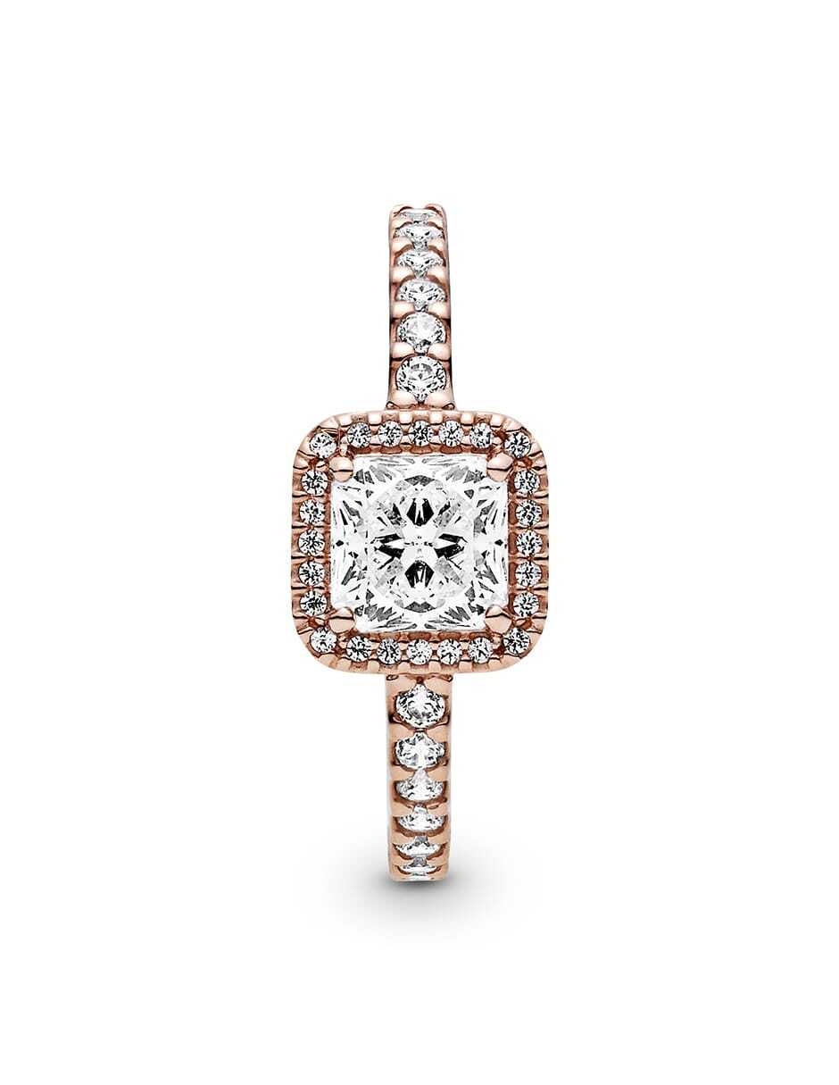 Anillo cuadrado Timeless de plata P 925 zirconia cúbica con acabado baño de oro rosa 5