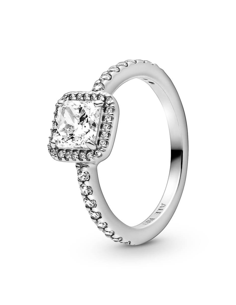 Anillo cuadrado Timeless P 925 de plata zirconia cúbica pulido