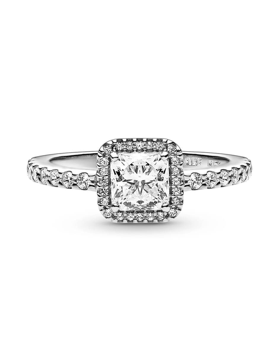 Anillo cuadrado Timeless P 925 de plata zirconia cúbica pulido 4