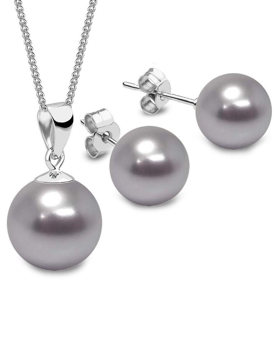 Aretes y collar con acabado plata P 925