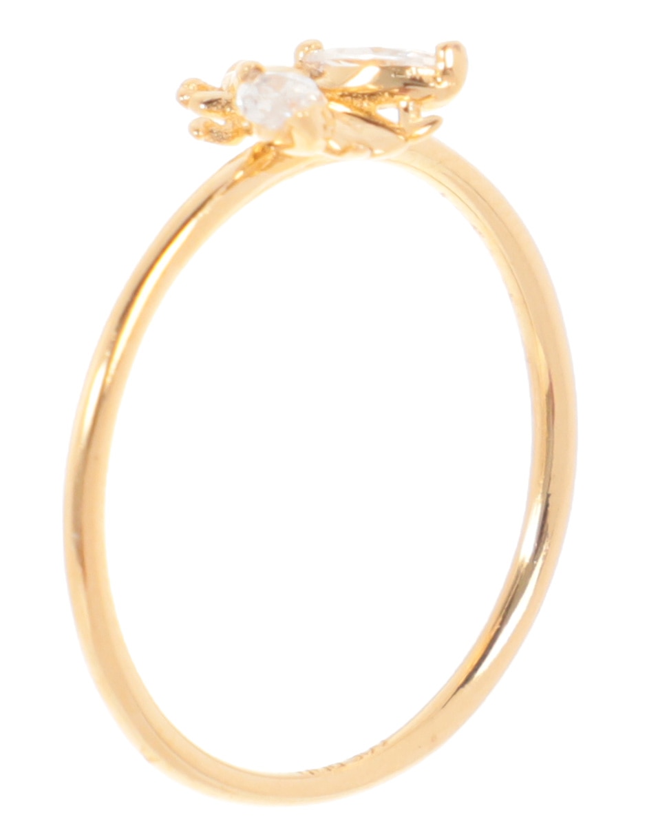 Anillo de insecto de plata P 925 circonita con acabado baño de oro 3
