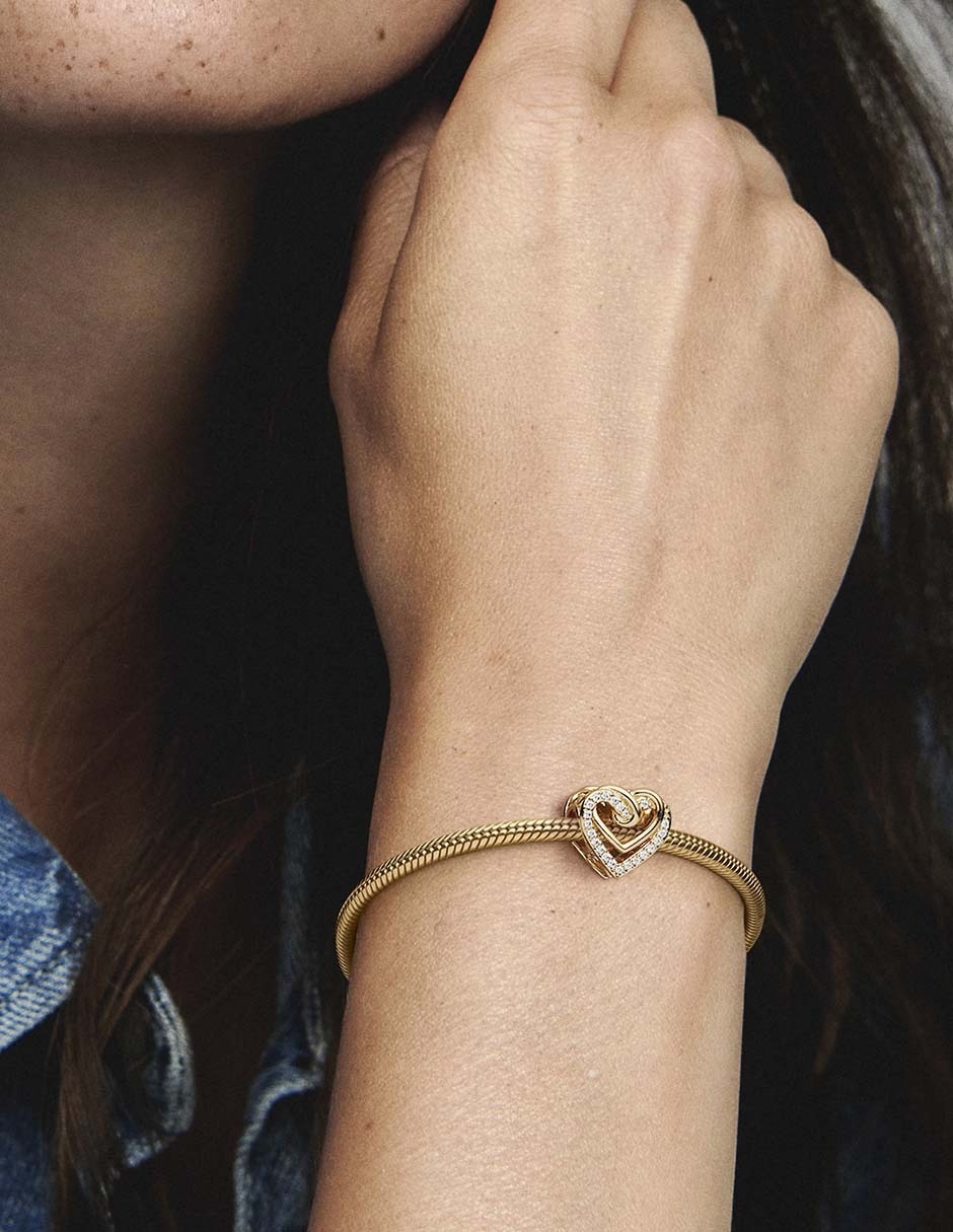 Charm de corazón de plata 14 K zirconia cúbica 3