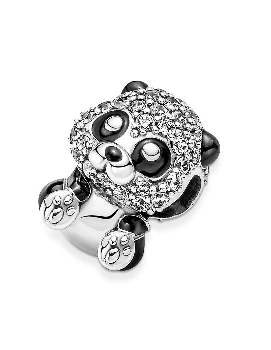 Charm de panda moments de plata P 925 zirconia cúbica