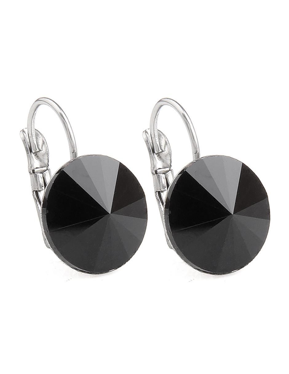 Aretes de círculo de oro blanco con acabado brillante cristal