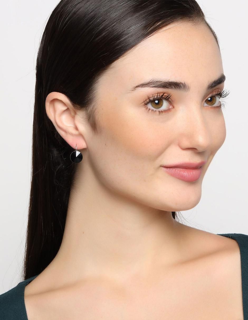 Aretes de círculo de oro blanco con acabado brillante cristal 3