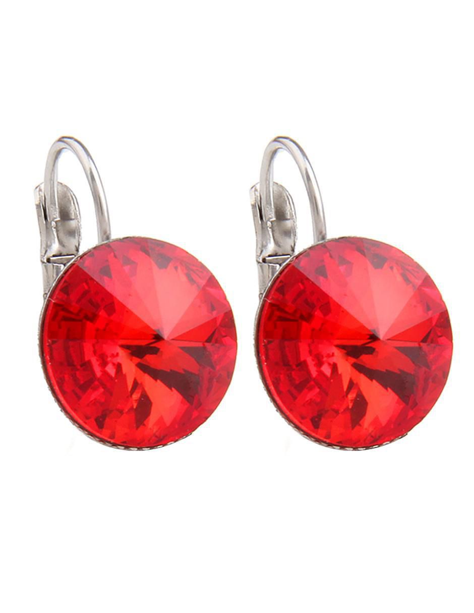 Aretes de círculo de oro blanco con acabado brillante cristal