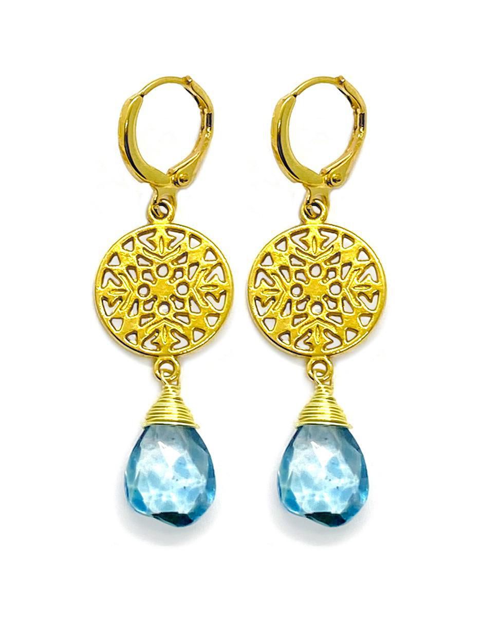 Aretes de gota con acabado brillante topacio