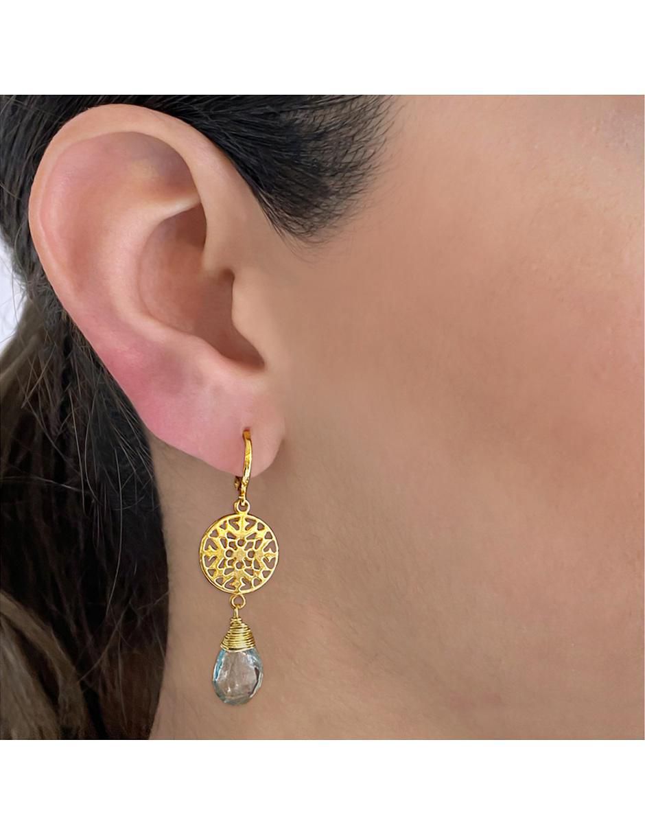 Aretes de gota con acabado brillante topacio 2