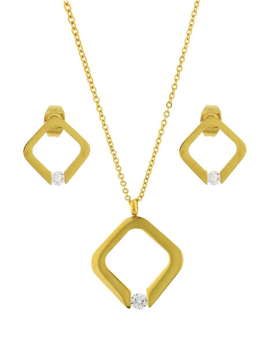 Aretes y collar de rombo cristal Aretes y collar de rombo cristal