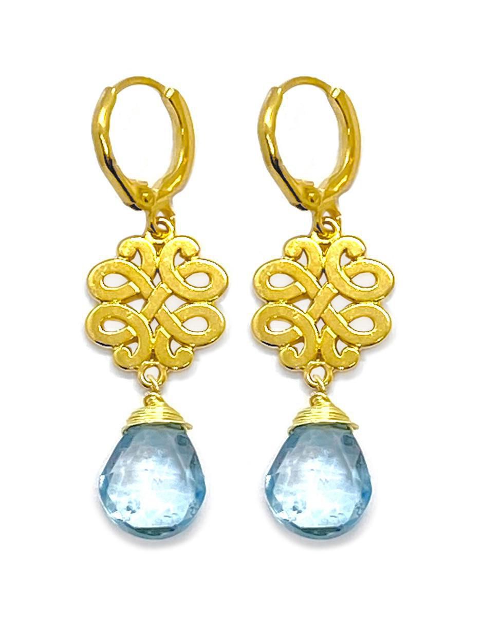 Aretes de gota con acabado brillante topacio