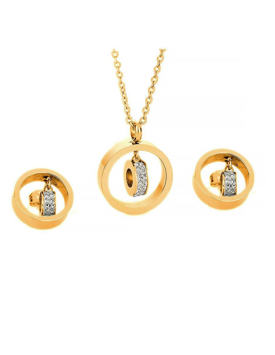 Aretes y collar de cilindro cristal 1