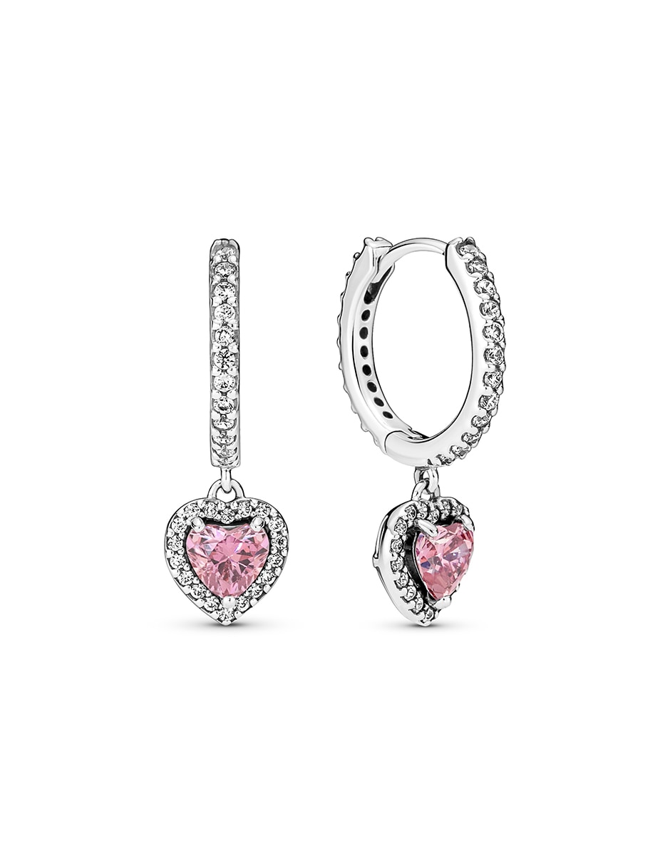 Aretes de aro de plata P 925 con acabado plateado zirconia 2