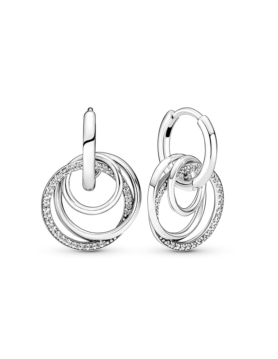 Aretes de aro de plata P 925 con acabado plateado zirconia 2
